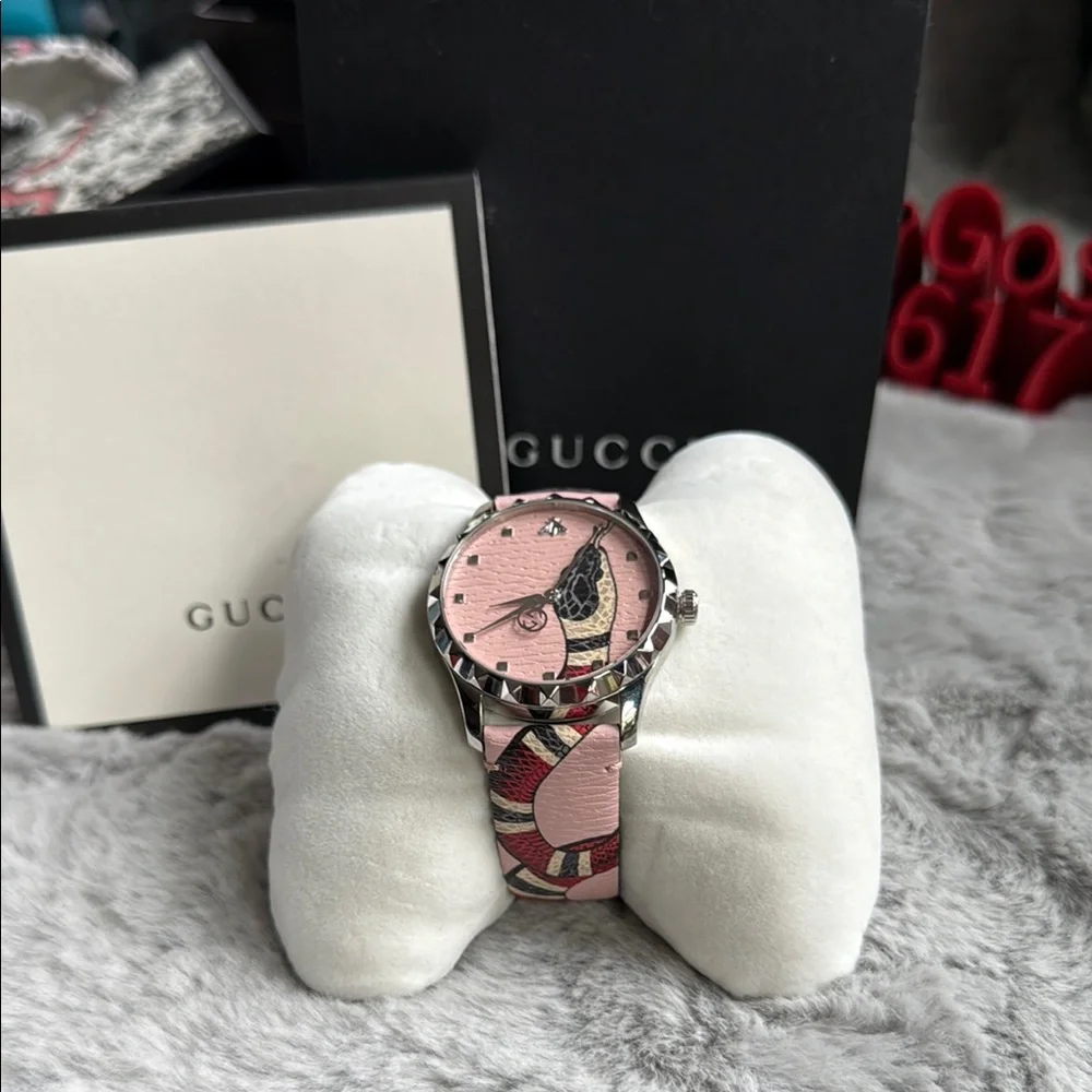 Gucci Pink and Black Luxury Watch